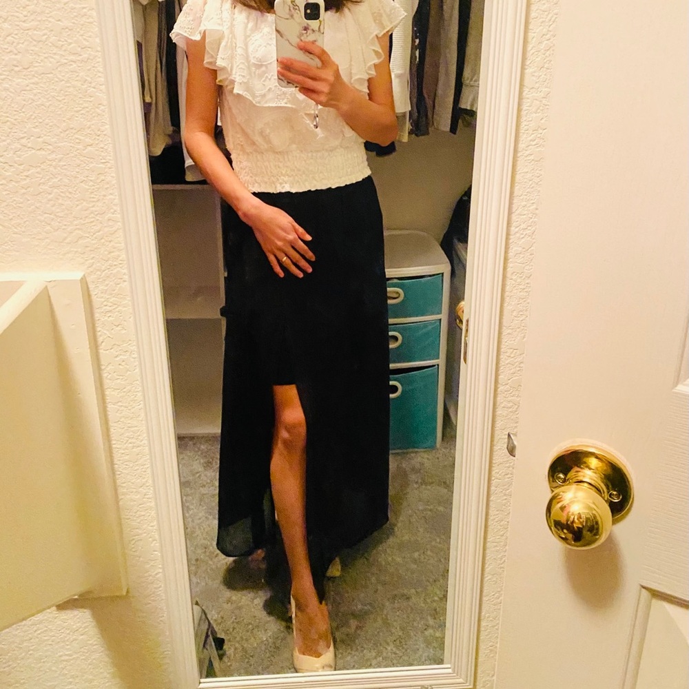 2 Pieces White top &skirt
